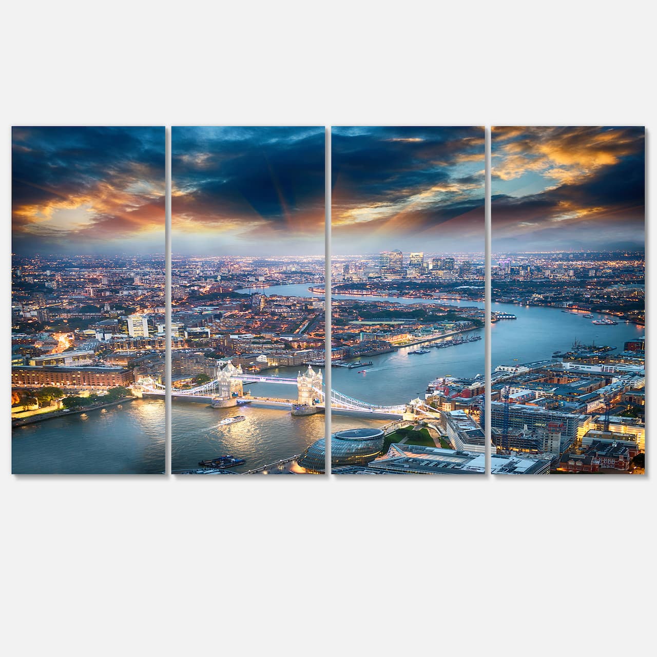 Designart - Aerial View of London at Dusk - Cityscape Photo Canvas Print